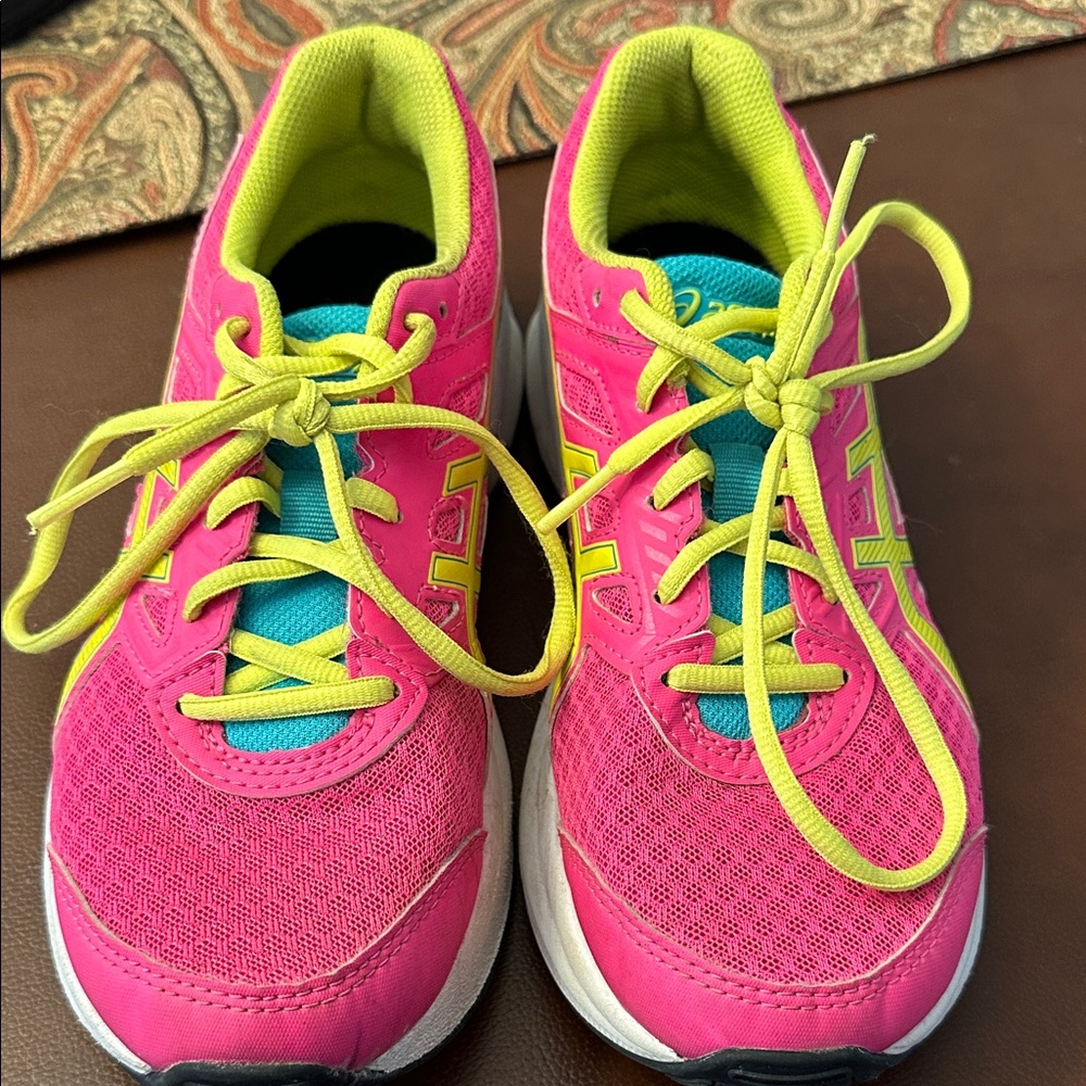 ASICS Kids' Vibrant Pink and Yellow Sneakers